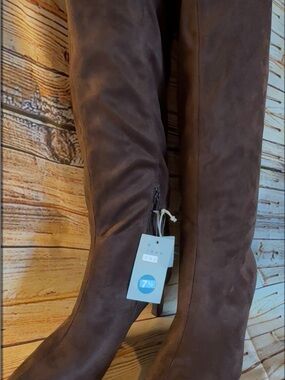 a new day Brown Heeled Knee-High Boots Size 7 1/2